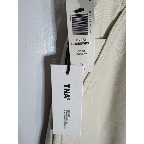 NWT Aritzia TNA Greenwich Cotton Canvas Utility Midi Skirt Ivory Birch-sz 12 - Picture 3 of 12